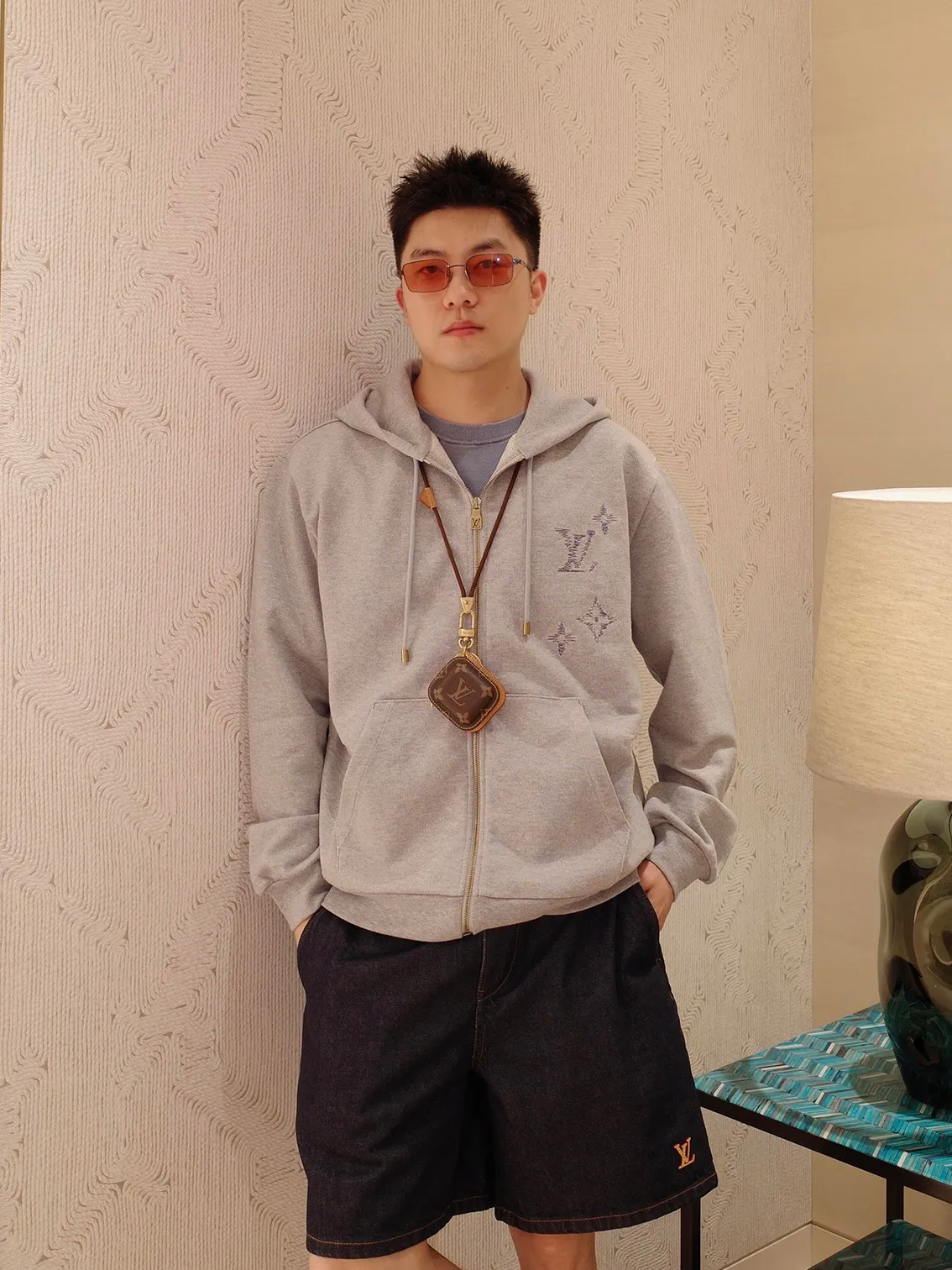 Louis Vuitton/Louis Vuitton sketch embroidered zipper hooded sweatshirt jacket